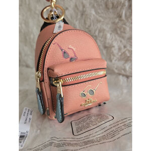 NWT Coach Backpack Coin Case Bag Charm With Sunglasses Print